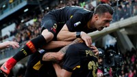 Berhasil mengimbangi Milan 2-2 membuat Benevento meraih poin pertamanya musim ini. Di 14 pertandingan pertama yang sudah dijalani, klub promosi itu selalu kalah. (REUTERS/Ciro De Luca)