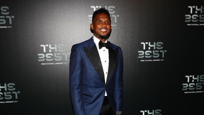 Samuel Etoo LONDON, ENGLAND - OCTOBER 23: Samuel Eto arrives for The Best FIFA Football Awards - Green Carpet Arrivals on October 23, 2017 in London, England. (Photo by Michael Steele/Getty Images)