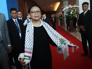 Foto: Syal Palestina Menlu Retno Saat Kutuk Sikap Trump Foto: Syal Palestina Menlu Retno Saat Kutuk Sikap Trump