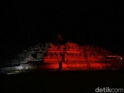 Malam Ini, Candi Borobudur Mulai Disinari Lampu Oranye