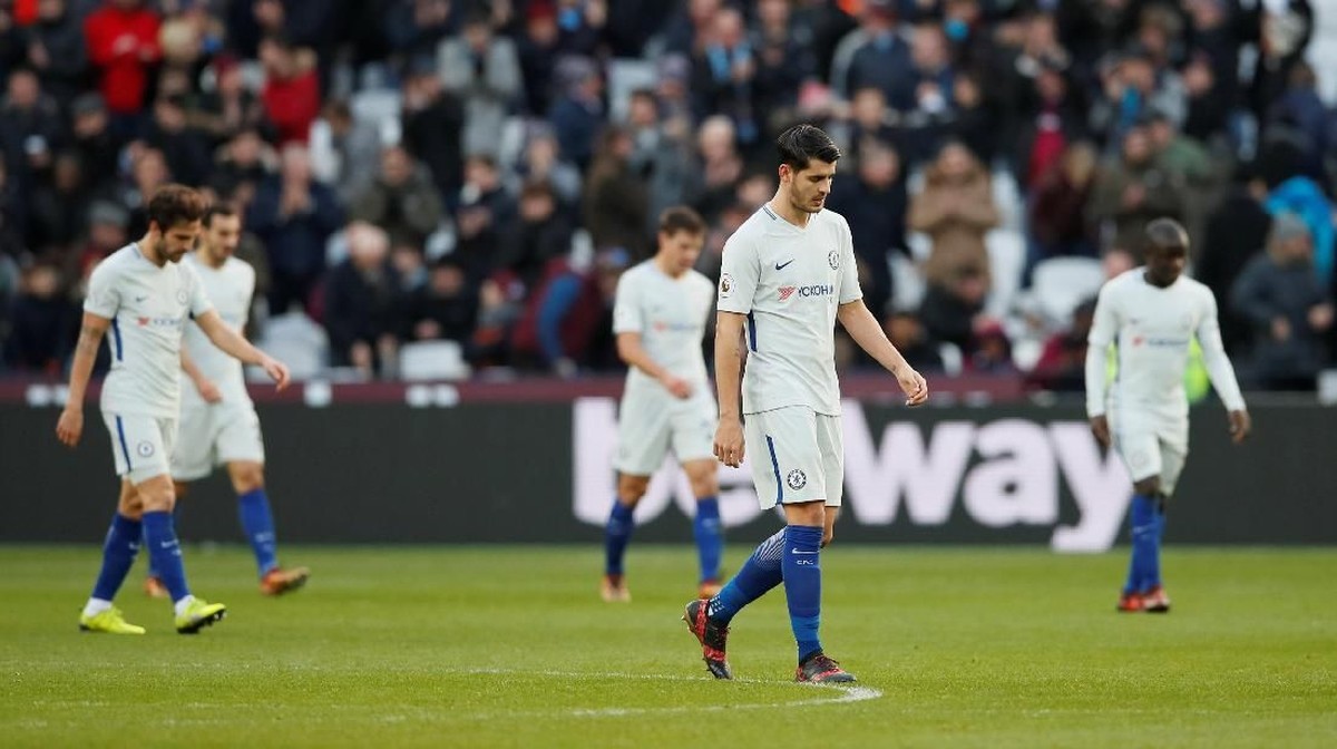 Pemain Chelsea saat takluk dari, West Ham United. (Foto: David Klein/Reuters)