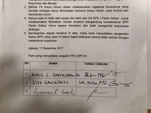 Ini Tanda Tangan Anggota F-Golkar Tolak Aziz Jadi Ketua DPR