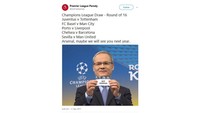 Arsenal kembali menjadi sasaran olok-olok di undian kali ini. Tentu saja karena mereka tak ada di Liga Champions musim ini, bahkan sejak fase grup. (Foto: Screenshot Twitter)