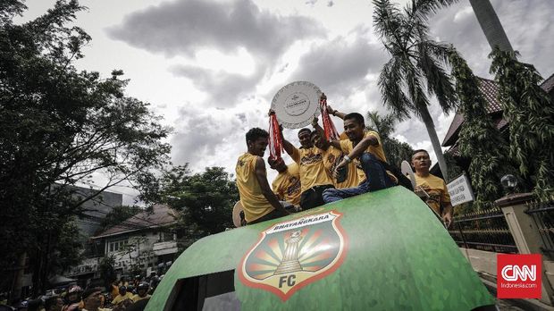 Bhayangkara FC saat merayakan juara Liga 1 2017. (
