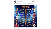 Sementara itu, Bleacher Report mengeluarkan ilustrasi menarik dengan nuansa video games untuk menggambarkan pertarungan di babak 16 besar. (Foto: Screenshot Twitter)