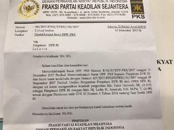 Ini Surat F-PKS Minta Fahri Hamzah Dicopot dari Pimpinan DPR