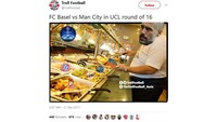 Sementara itu, Manchester City mendapatkan lawan yang relatif ringan yakni FC Basel. Manajer City Pep Guardiola digambarkan seolah-olah memilih lawan sendiri karena bisa mendapatkan undian enak tersebut. (Foto: Screenshot Twitter)