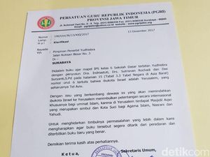 PGRI Protes Isi Buku SD Sebut Ibu Kota Israel di Yerusalem