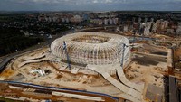 Mordovia Arena di kota Saranks masih dalam tahap pembangunan dan akan berkapasitas 44.442 penonton (Foto: Getty Images)