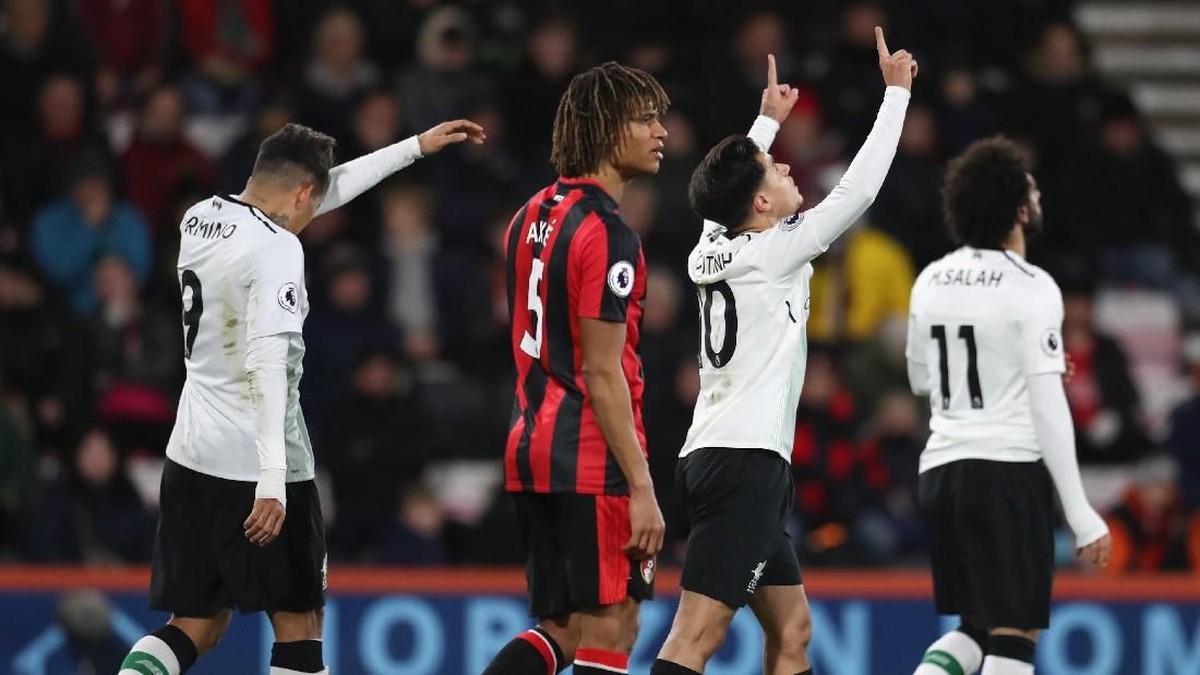 Liverpool merayakan gol ke gawang Bourneouth yang dicetak Coutinho (Catherine Ivill/Getty Images)