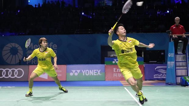 Kevin Sanjaya/Marcus Fernaldi melaju ke babak semifinal Indonesia Masters 2018.