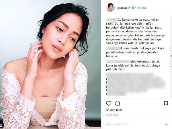 Kurus Salah, Gemuk Salah! Komentar Netizen Soal Perubahan Gracia Indri