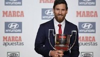 Messi menjadi pemain pertama di Liga Spanyol yang 8 kali memenangi Pichichi (gelar top skor) (AFP)
