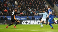 Pada laga ini, City unggul lebih dulu melalui gol Bernardo Silva di babak pertama. Foto: Carl Recine/Action Images via Reuters