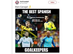 Dani Carvajal amat disoroti karena kartu merahnya, usai menghalau bola masuk ke gawang dengan tangan. (Foto: Screenshot Twitter)