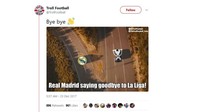 Kalah dari Barcelona membuat Madrid kini tertinggal 14 poin. Gelar juara pun boleh dibilang berat untuk dikejar Los Blancos. (Foto: Screenshot Twitter)