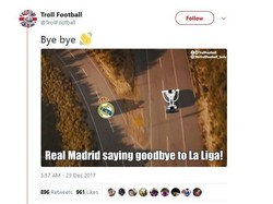 Kalah dari Barcelona membuat Madrid kini tertinggal 14 poin. Gelar juara pun boleh dibilang berat untuk dikejar Los Blancos. (Foto: Screenshot Twitter)