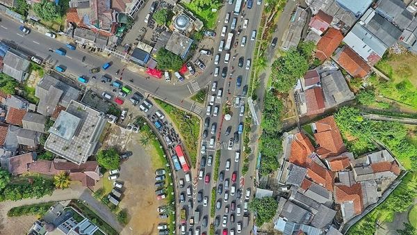 Foto: Kemacetan Lalin di Puncak Dilihat dari Langit