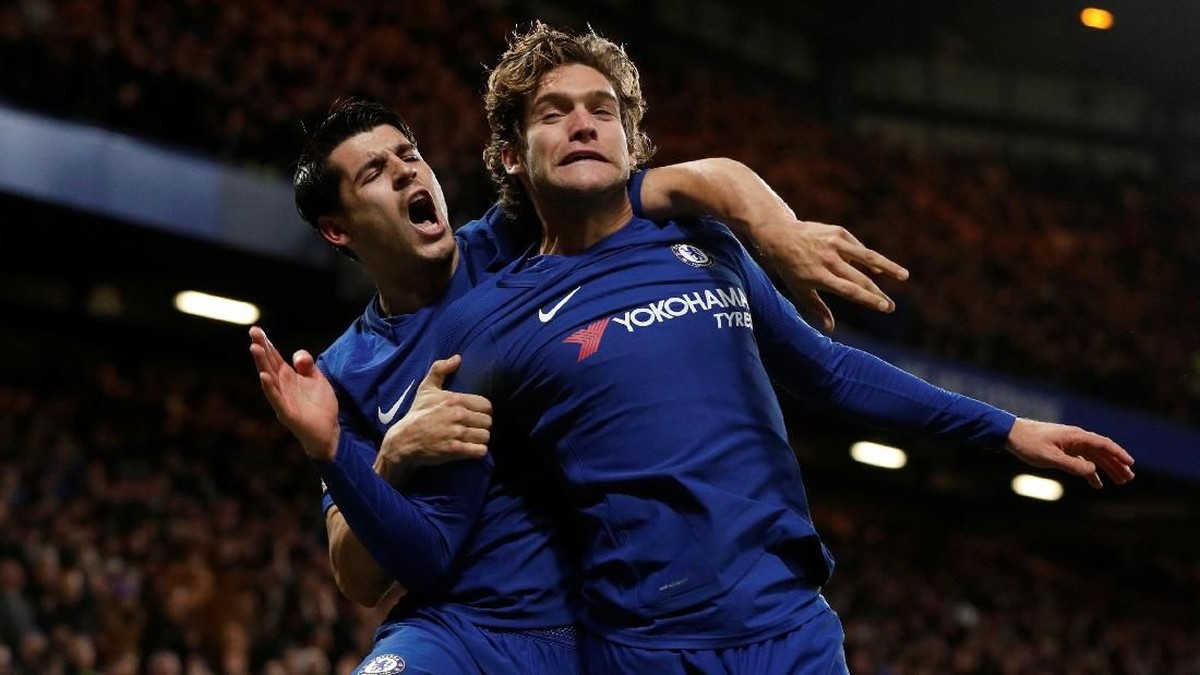 Alvaro Morata dan Marcos Alonso mencetak gol-gol kemenangan Chelsea atas Brighton & Hove Albion  (John Sibley/Action Images via Reuters)