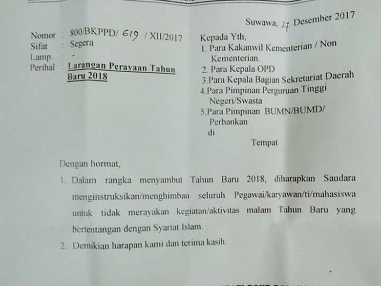 Alasan Syariat Islam, Pemkab di Gorontalo Larang Perayaan Tahun Baru