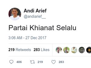 PKS Tanggapi Kicauan Elite PD Partai Khianat Selalu PKS Tanggapi Kicauan Elite PD Partai Khianat Selalu