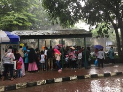 Hujan Deras, Pengunjung Ragunan Berlarian Cari Tempat Berteduh