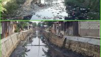 Foto Before-After Kali Tegal Amba yang Diunggah Anies