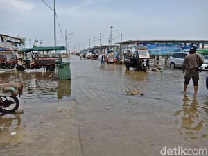 Banjir Rob Rendam Dermaga Kali Adem Jakut