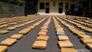 Penampakan Ganja 1,3 Ton Asal Aceh di Polres Jakbar