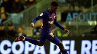 Usai laga Pelatih Barcelona Ernesto Valverde menyebut Dembele dimainkan sebagai ujung tombak agar tidak membebaninya dengan urusan bertahan, mengingat sengitnya laga. (Foto: MIGUEL RIOPA/AFP PHOTO)