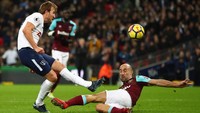Spurs membuat 31 percobaan mencetak gol, delapan di antaranya tepat sasaran. Sementara West Ham cuma menembak tiga kali dan satu yang tepat sasaran. Foto: Julian Finney/Getty Images