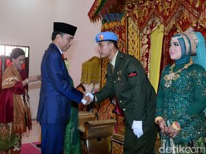Kaget, Pratu Wisnu Tak Sangka Pernikahannya Dihadiri Jokowi-Iriana