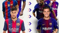 Trio MSN Barcelona (Messi, Suarez, Neymar) sudah berlalu dan kini saatnya menyambut kuarter latin dalam diri Messi, Paulinho, Suarez serta Coutinho (Istimewa)