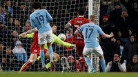 City baru bisa menyamakan kedudukan pada menit ke-55 melalui tembakan Kevin De Bruyne. Foto: Carl Recine/Action Images via Reuters