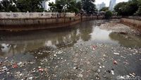 Sampah di Kali Krukut Benhil Bikin Miris