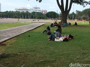 Foto: Ramai-ramai Nikmati Rumput Monas yang Kini Tanpa Pagar Foto: Ramai-ramai Nikmati Rumput Monas yang Kini Tanpa Pagar