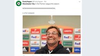 Mungkin beginilah ekspresi Juergen Klopp setelah memutus rentetan tak terkalahan Manchester City di Premier League musim ini. (Foto: Twitter)