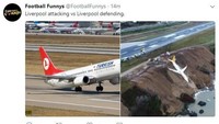 Saat menyerang Liverpool diibaratkan pesawat yang sedang take off. unggul 4-1. Tapi saat bertahan mereka seperti pesawat yang gagal landing. (Foto: Twitter)