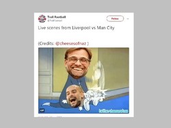 Laga ini menjadi pertemuan ke-12 antara Juergen Klopp dengan Pep Guardiola. Total Klopp menang sebanyak enam kali, sementara Guardiola baru menang lima kali. (Foto: Twitter)