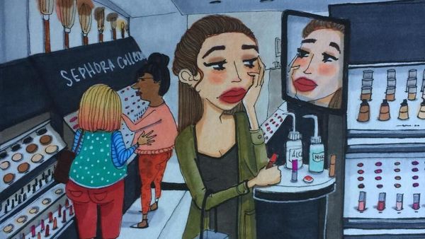 10 Ilustrasi Manis Ini Gambarkan Perilaku Unik Wanita Atasi Kegalauannya