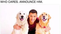 Ada pula yang memunculkan gambar Sanchez dengan dua anjing peliharannya beserta narasi tanpa tedeng aling-aling: Siapa peduli, segera umumkan dia. (Internet).