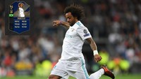 Real Madrid menempatkan dua pemain di posisi bek. Marcelo menemani Sergio Ramos dalam formasi empat bek. (Getty Images)