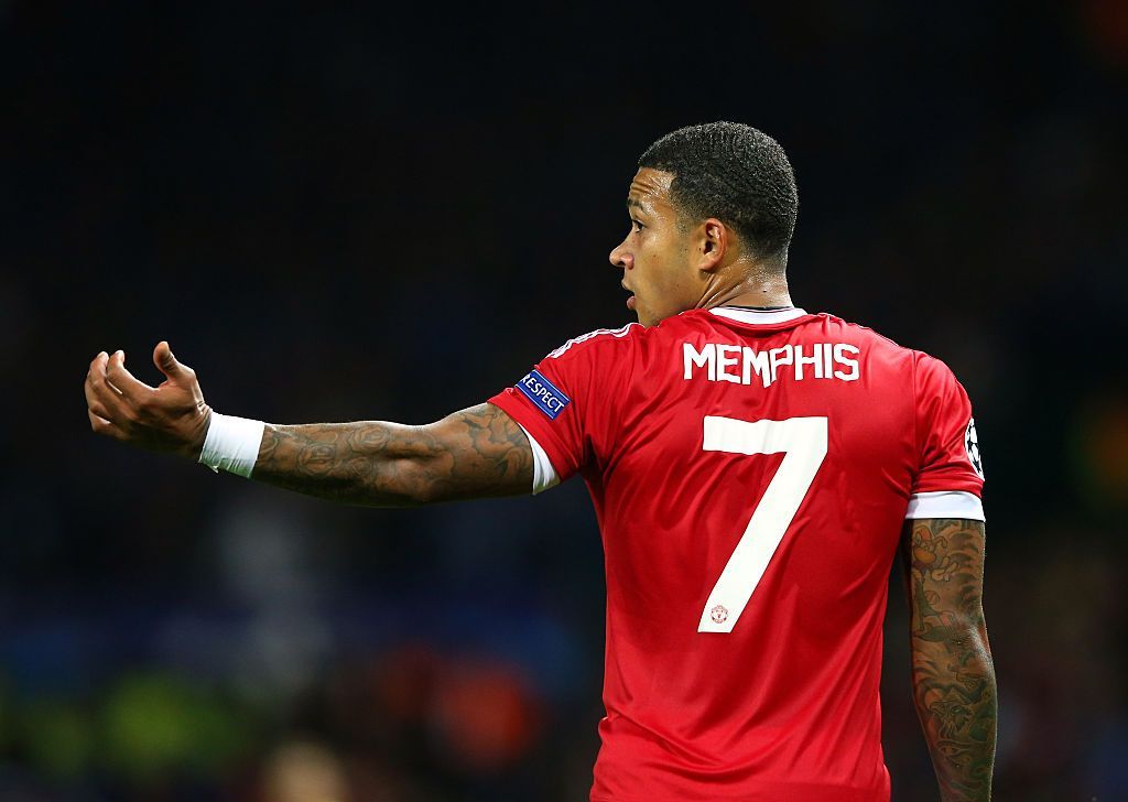 MANCHESTER, ENGLAND - AUGUST 18:  Memphis Depay of Manchester United during the UEFA Champions League Qualifying Round Play Off First Leg match between Manchester United and Club Brugge at Old Trafford on August 18, 2015 in Manchester, England.  (Photo by Alex Livesey/Getty Images)