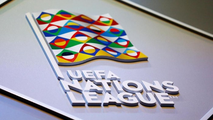 Soccer Football - UEFA Nations League Group Draw - Lausanne, Switzerland - January 24, 2018   General view of the UEFA Nations League logo before the draw   REUTERS/Pierre Albouy