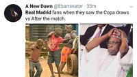 Mungkin awalnya Madrid senang cuma bertemu Leganes, namun hasil akhir siapa yang tahu. Ya, begitulah roda kehidupan berjalan (Foto: Twitter @Ebaminator)