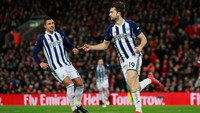 West Brom menyamakan skor lewat Jay Rodriguez pada menit ketujuh. Foto: Jason Cairnduff/Action Images via Reuters
