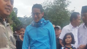 Gaya Santai Sandiaga Bersandal Jepit di Bazar OK OCE