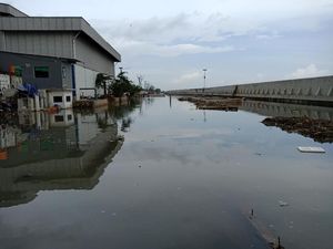 Jelang Super Blue Blood Moon, Banjir Rob Rendam Muara Baru Jakut