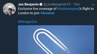Ya, kembali saja ke Dortmund Aubameyang. Mungkin penampilan Dortmund bakal lebih baik ketimbang Arsenal di sisa musim ini. (Foto: Twitter @JonBenjamin19)