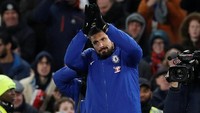 Olivier Giroud. Besar kemungkinan Giroud akan menjalani debutnya sebagai pemain Chelsea saat melawan Watford, entah sebagai starter atau pemain pengganti. Ini dikarenakan sang penyerang utama, Alvaro Morata, masih bergulat dengan cedera punggung. (Foto: David Klein/REUTERS)